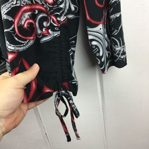 Kaktus Black Graphic Jacket (M) & Matching Cinch Side Blouse (L), Vintage Set - Picture 12 of 14